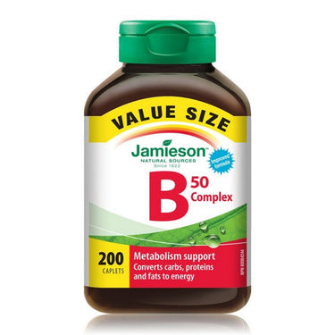 Jamieson Vitamins, B Complex 50 Value Size, 200 Caplets