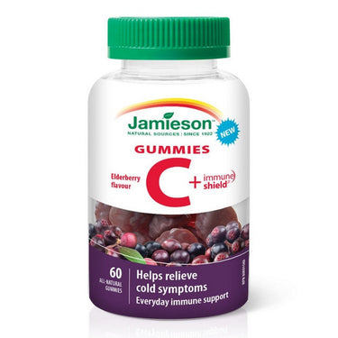 Jamieson Vitamins, Vitamin C + Immune Shield Gummy Elderberry, 60 Gummies