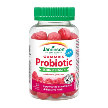 Jamieson Vitamins, Extra Strength Probiotic Gummies 5 Billion With Prebiotics Berry Blast, 30 Gummies