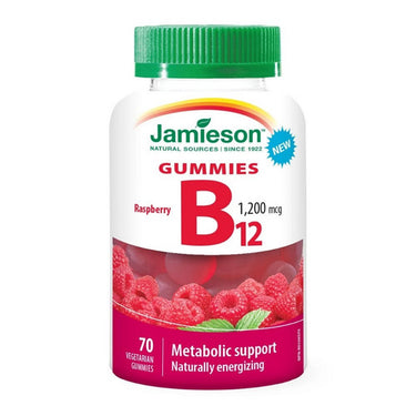 Jamieson Vitamins, Vitamin B12 Gummies Natural Raspberry, 1,200 Mcg, 70 Gummies