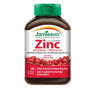 Jamieson Vitamins, Zinc Lozenges With Echinacea Vitamin C And D Wild Cherry, 60 Lozenges