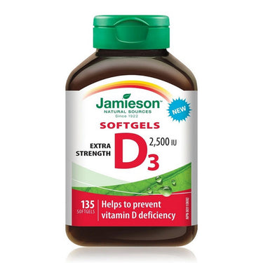 Jamieson Vitamins, Extra Strength Vitamin D3, 2,500 IU, 135 Softgels