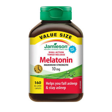 Maximum Strength Melatonin Dual Action Timed Release Mega Size 160 Caplets by Jamieson Vitamins