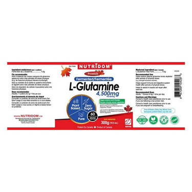 Nutridom, L-Glutamine Fermented Powder, 300 Grams, 300 Grams