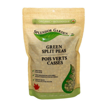 Splendor Garden, Organic Green Split Peas, 600 Grams (12 Count)