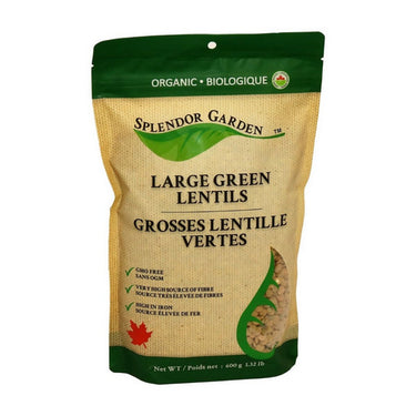 Splendor Garden, Organic Large Green Lentils, 600 Grams (12 Count)