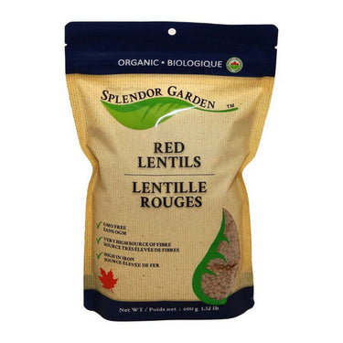 Splendor Garden, Organic Red Lentils, 600 Grams (12 Count)