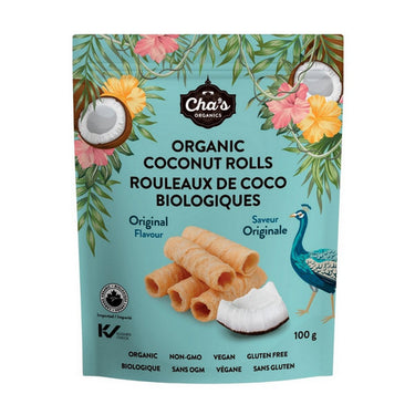 Chas Organics, Organic Coconut Rolls Original, 100 Grams (12 Count)