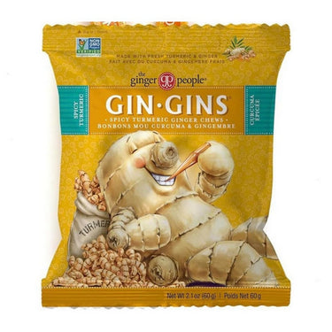 Ginger People, Gin Gins Spicy Turmeric Ginger Chew, 60 Grams (12 Count)