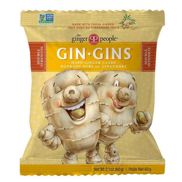 Ginger People, Gin Gins Double Strength Hard Ginger Candy, 60 Grams (12 Count)