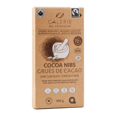 Galerie, Fairtrade Dark Chocolate Cocoa Nibs Bar, 100 Grams (8 Count)