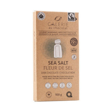Galerie, Fairtrade Dark Sea Salt Chocolate Bar, 100 Grams (8 Count)