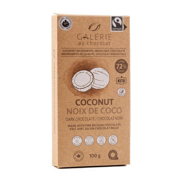 Galerie, Fairtrade Dark Chocolat Coconut Bar, 100 Grams (8 Count)