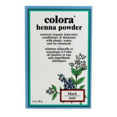 Colora Henna, Natural Organic Hair Color Black Powder, 60 Grams