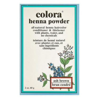 Colora Henna, Natural Organic Hair Color Ash Brown Powder, 60 Grams