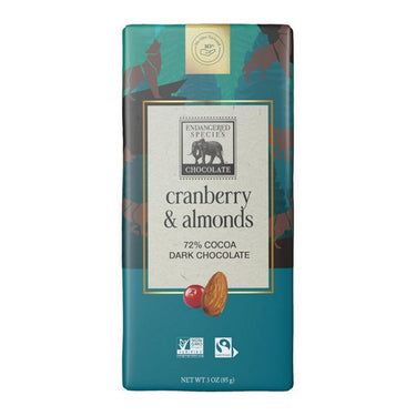 Endangered Species, Dark Chocolate With Cranberry And Almonds, 85 Grams (12 Count)