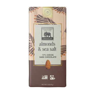 Endangered Species, Dark Chocolate With Sea Salt And Almonds, 85 Grams (12 Count)
