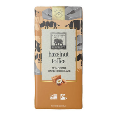 Endangered Species, Natural Dark Chocolate Hazelnut Toffee, 85 Grams (12 Count)
