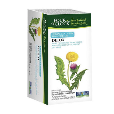 Four O'Clock Tea, Detox Herbal Tea, 20 Bags (Pack of 6)