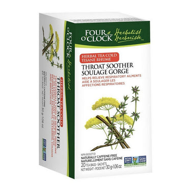 Four O'Clock Tea, Throat Soother Herbal Tea, 20 Bags (Pack of 6)