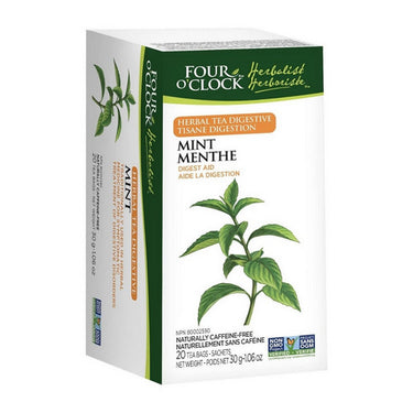 Four O'Clock Tea, Mint Herbal Tea, 20 Bags (Pack of 6)