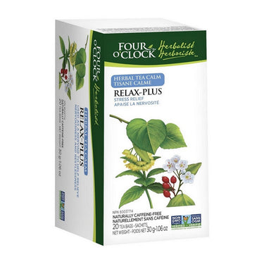Four O'Clock Tea, Relax Plus Herbal Tea, 20 Bags (Pack of 6)