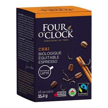 Four O'Clock Tea, Chai Espresso Tea, 16 Bags (Pack of 6)