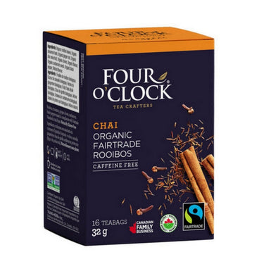 Four O'Clock Tea, Chai Rooibos Tea, 16 Bags (Pack of 6)