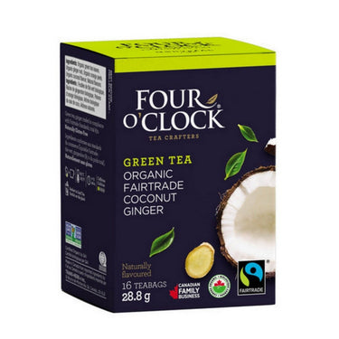 Four O'Clock Tea, Coconut Ginger Tea, 16 Bags (Pack of 6)