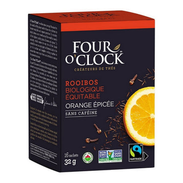 Four O'Clock Tea, Spicy Orange Rooibos Tea, 16 Bags (Pack of 6)