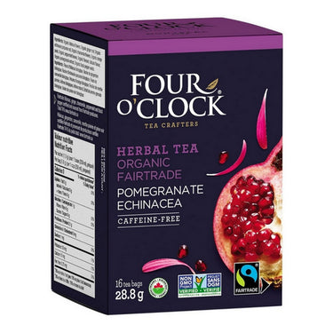 Four O'Clock Tea, Pomegranate Echinacea Herbal Tea, 16 Bags (Pack of 6)