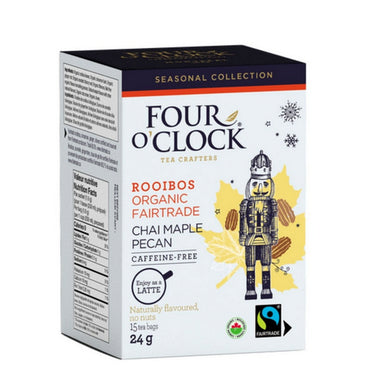 Four O'Clock Tea, Chai Maple Pecan Rooibos Herbal Tea, 16 Bags (Pack of 6)