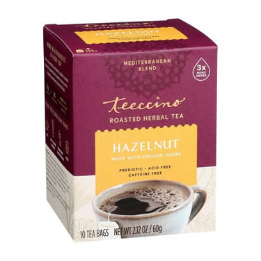 Teeccino, Hazelnut Roasted Herbal Tea, 10 Bags (Pack Of 6)