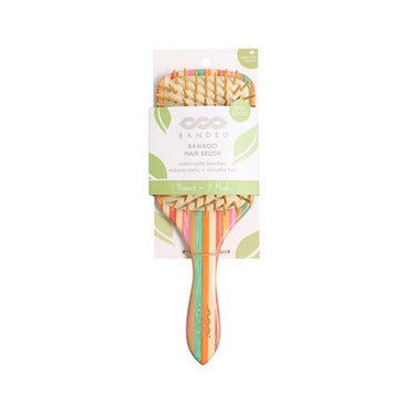 Banded, Striped Bamboo Hair Brush, 1 Each (Pack Of 6)
