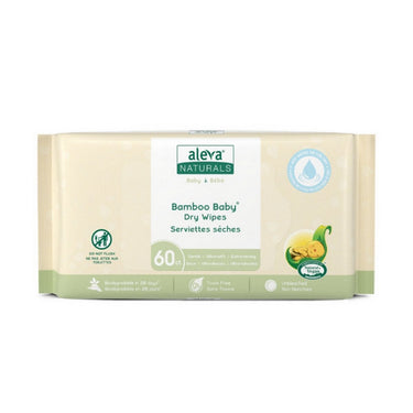 Aleva Naturals, Bamboo Baby Dry Wipes, 60 Count