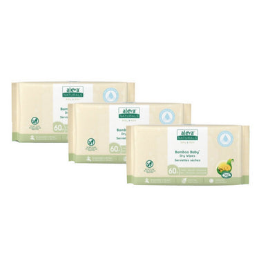 Aleva Naturals, Bamboo Baby Dry Wipes Value Pack, 3 Pack