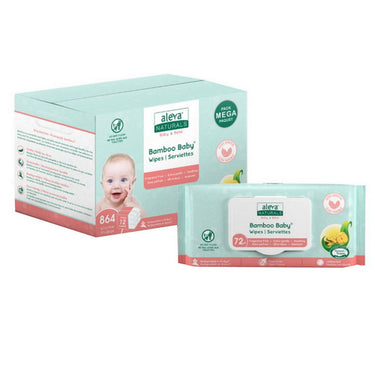 Aleva Naturals, Bamboo Baby Sensitive Wipes Mega Pack, 864 Count