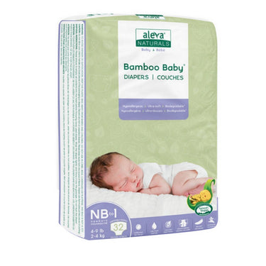 Aleva Naturals, Bamboo Baby Diapers Size New Born 1, 32 Count