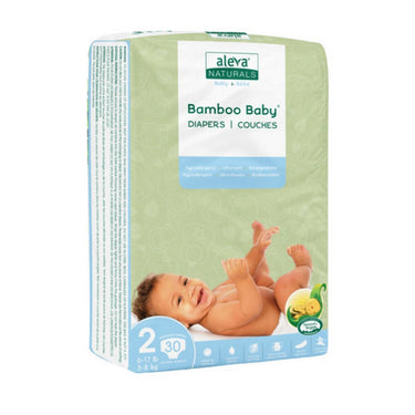 Aleva Naturals, Bamboo Baby Diapers Size 2, 30 Count