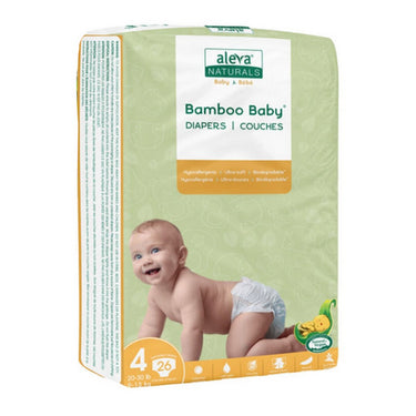 Aleva Naturals, Bamboo Baby Diapers Size 4, 26 Count