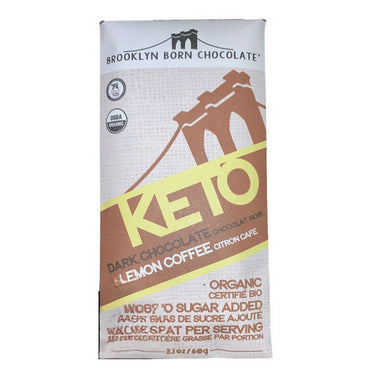 Brooklyn Born Chocolate, Keto Lemon Coffee Chocolate Bar, 60 Grams (12 Count)