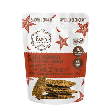 Eves Crackers, Chili Pepper Pumpkin Seed, 108 Grams (12 Count)