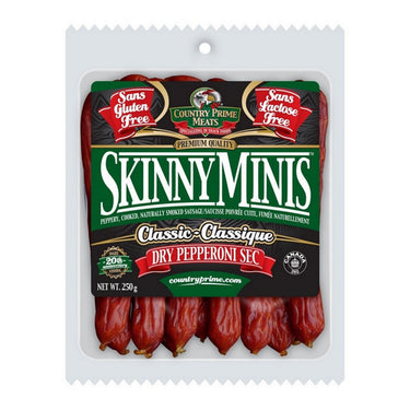 Country Prime Meats, Pepperoni Sec Classic Skinny Minis, 250 Grams (8 Count)