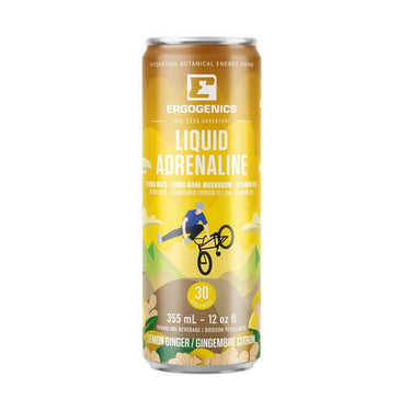 Ergogenics Nutrition, Liquid Adrenaline Lemon Ginger Hydrating Drink, 355 Ml (12 Count)