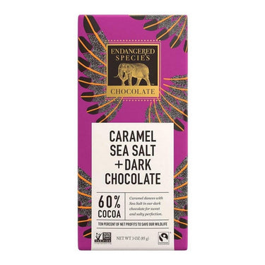 Endangered Species, Dark Chocolate With Caramel And Sea Salt, 85 Grams (12 Count)