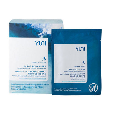 Yuni Beauty, Shower Sheets Large Body Wipes Peppermint Citrus, 12 Count