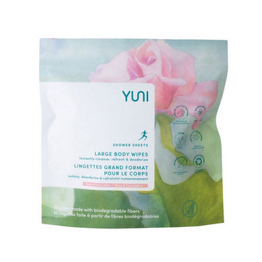 Yuni Beauty, Shower Sheet Large Body Wipes Rose And Cucumber, 30 Count