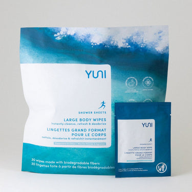 Yuni Beauty, Shower Sheets Large Body Wipes Peppermint Citrus, 30 Count