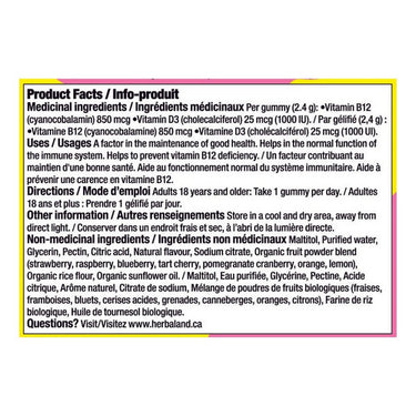 Herbaland, Vegan D3 and B12 Gummies, 60 Count