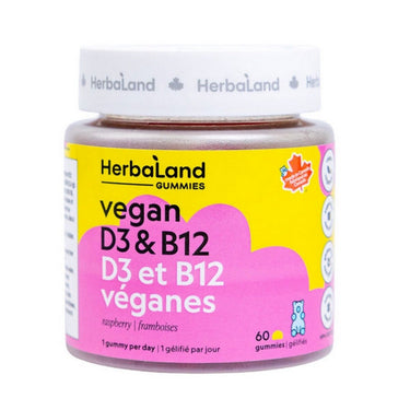 Herbaland, Vegan D3 and B12 Gummies, 60 Count